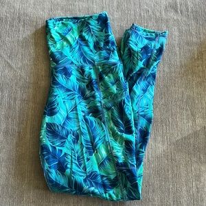 Tropical leaf active leggings